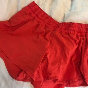 RED LULULEMON RUNNING SHORTS